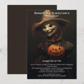 Griezelige Vogelverschrikker Halloween-feestuitnod Kaart (Voorkant / Achterkant)
