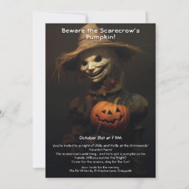 Griezelige Vogelverschrikker Halloween-feestuitnod Kaart