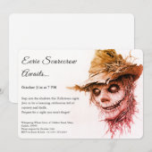 Griezelige Vogelverschrikker Halloween Uitnodiging (Voorkant / Achterkant)