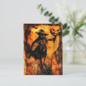 Griezelige Vogelverschrikker Jack O’ Lantern Vinta Briefkaart (Staand voorkant)