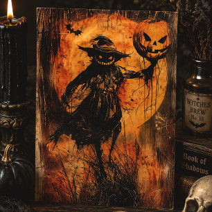 Griezelige Vogelverschrikker Jack O’ Lantern Vinta Briefkaart