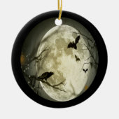 Griezelige Volle Maan met Vogels Keramisch Ornament (Voorkant)