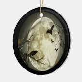 Griezelige Volle Maan met Vogels Keramisch Ornament (Links)