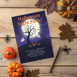 Griezelige vollemaan-nacht Eenvoudig Halloween-fee Kaart