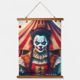Griezelige Vrouwelijke Clowns Muurrol Set Hangend Wandkleed