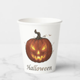 Griezelige vurige Jack-o'-Lantern Halloween Pompoe Papieren Bekers