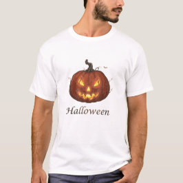 Griezelige vurige Jack-o'-Lantern Halloween Pompoe T-shirt