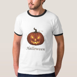 Griezelige vurige Jack-o'-Lantern Halloween Pompoe T-shirt
