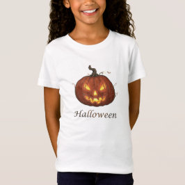 Griezelige vurige Jack-o'-Lantern Halloween Pompoe T-shirt