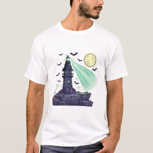 Griezelige vuurtoren spooklicht Halloween nacht ku T-shirt