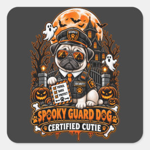 Griezelige Waakhond Gecertificeerde Moppige Pug Ha Vierkante Sticker