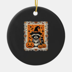 Griezelige Wasbeer Halloween Pompoen Ontwerp_1 Keramisch Ornament