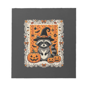 Griezelige Wasbeer Halloween Pompoen Ontwerp_1 Notitieblok