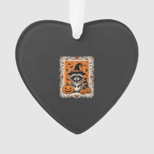 Griezelige Wasbeer Halloween Pompoen Ontwerp_1 Ornament