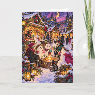 Griezelige Wintermarkt Geesten & Skeletten Creepma Feestdagen Kaart