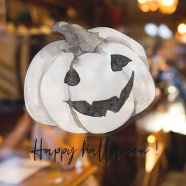 Griezelige Witte Pompoen | Gelukkig Halloween Raamsticker