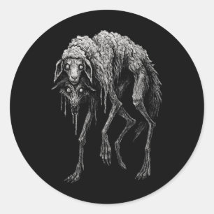 Griezelige Wolf Schaap Horror Griezelen Folklore G Ronde Sticker