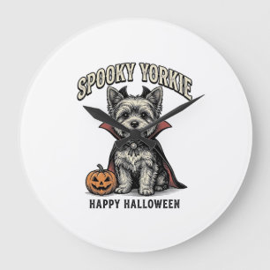 Griezelige Yorkie Halloween Hond Vintage Shirt Ont Grote Klok