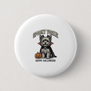 Griezelige Yorkie Halloween Hond Vintage Shirt Ont Ronde Button 5,7 Cm