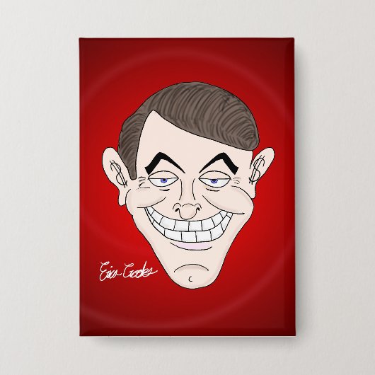 griezelige zakenman met geldoren button (Voorkant)