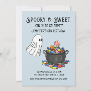Griezelige & Zoete Halloween Verjaardagsuitnodigin Kaart