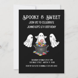 Griezelige & Zoete Halloween Verjaardagsuitnodigin Kaart