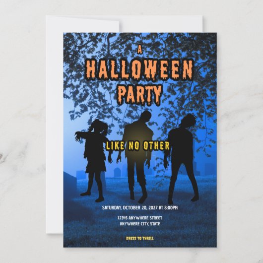 Griezelige Zombie Begraafplaats Halloween Feest (Voorkant)