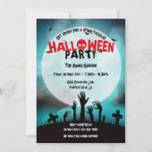 Griezelige Zombie Begraafplaats Halloween Feest Kaart (Voorkant)