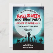 Griezelige Zombie Halloween Kinderverjaardagsfeest Kaart (Voorkant)