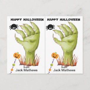 Griezelige Zombie Hand Schoolfeest Halloween Kaart