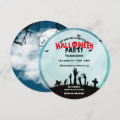 Griezelige Zombie Kerkhof Halloween Feest Kaart (Voorkant / Achterkant)