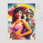 Griezelige Zombie Strand Pin-up Briefkaart (Voorkant)