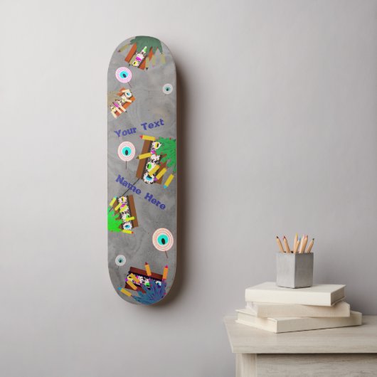 Griezelige zombies snoep tand persoonlijk skateboard (Muurkunst)