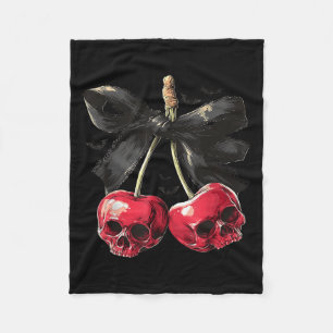 Griezelige Zomer Schedel Kers Halloween Coquette S Fleece Deken