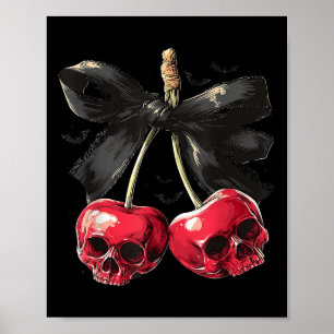 Griezelige zomer schedel kers Halloween Coquette s Poster