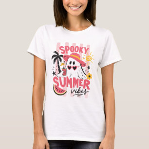 Griezelige Zomer Vibes Geest Met Zonnebril T-shirt