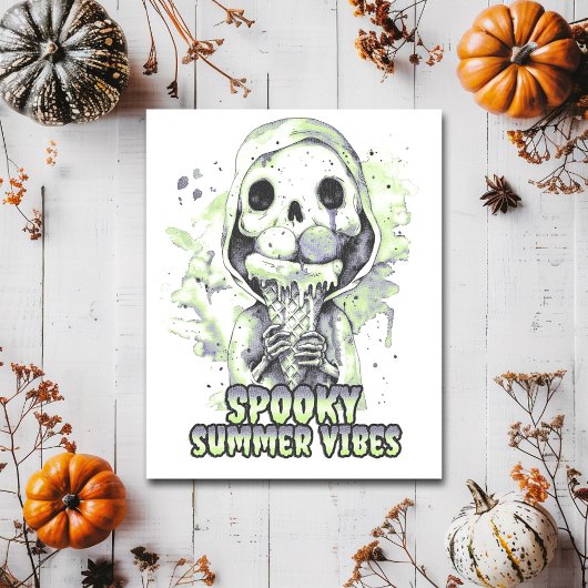 Griezelige zomerse sfeer Skelet ijs Summerween Briefkaart