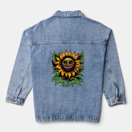 griezelige zonnebloem denim jacket (Achterkant)