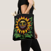 griezelige zonnebloem tote bag (Dichtbij)