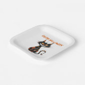 Griezelige zwarte en Oranje kat Halloween Papieren Bordje (Gebogen)