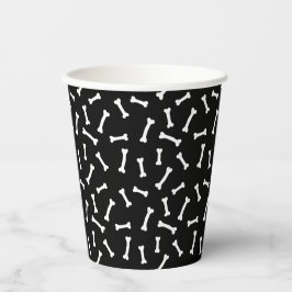 Griezelige Zwarte en Witte Botten Halloween Papieren Bekers
