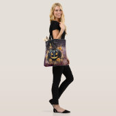 Griezelige Zwarte Jack-O' Lantern Kerkhof Hallowee Tote Bag (Op model)