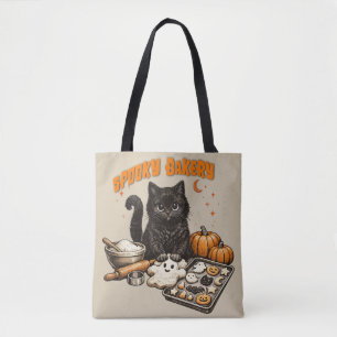 Griezelige Zwarte Kat Bakkerij Halloween Bakken Co Tote Bag