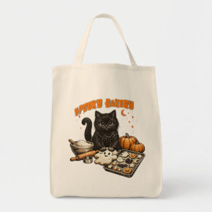 Griezelige Zwarte Kat Bakkerij Halloween Bakken Co Tote Bag