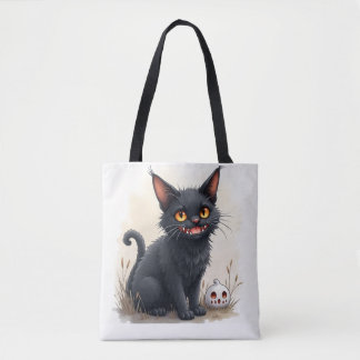 Griezelige Zwarte Kat Boodschappentas Tote Bag