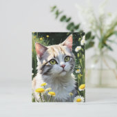 Griezelige Zwarte Kat Halloween Achtergrond — 2025 Feestdagenkaart (Staand voorkant)