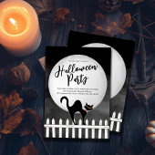 Griezelige Zwarte Kat Halloween Feest Kaart