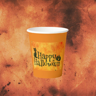 Griezelige Zwarte Kat Halloween Papieren Bekers