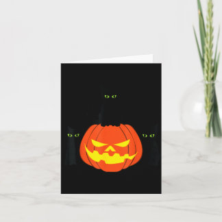 Griezelige Zwarte Kat Halloween Pompoen Katten Jac Kaart
