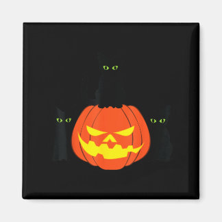 Griezelige Zwarte Kat Halloween Pompoen Katten Jac Magneet